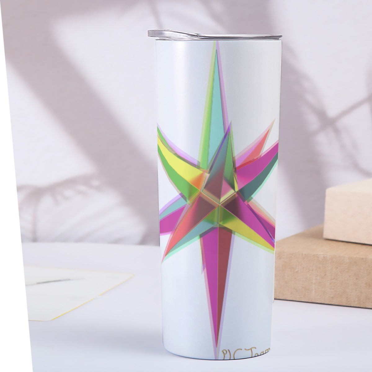 Custom 20OZ Straight Cup With Sliding Lid Printed in USA