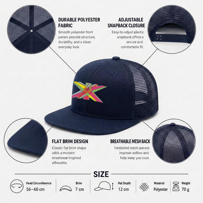 Embroidery Flat-Brim Mesh Cap