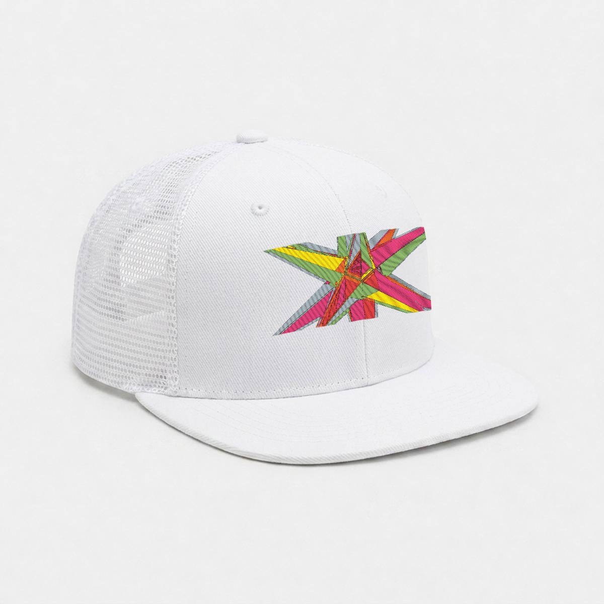 Embroidery Flat-Brim Mesh Cap