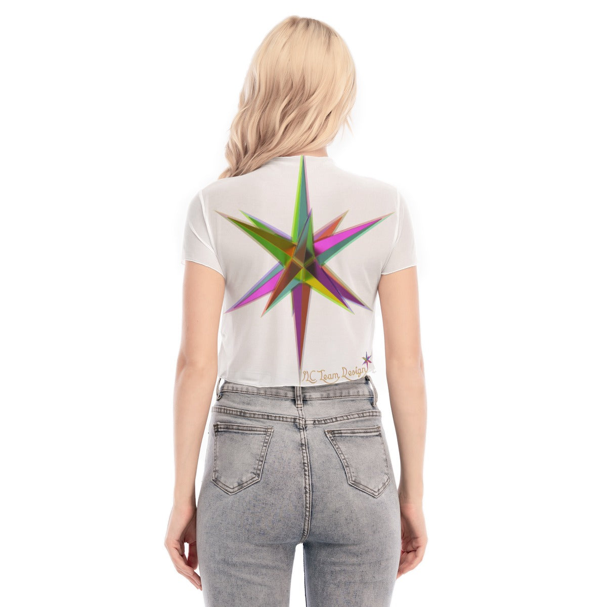 All-Over Print Women's Short Sleeves Mesh Crop Top
