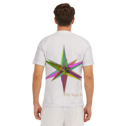 All-Over Print Men's Tight Surf Clothing With Half Sleeves