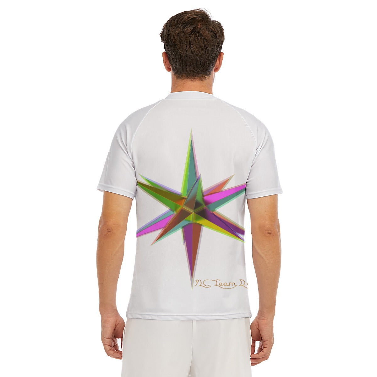 All-Over Print Men's Tight Surf Clothing With Half Sleeves