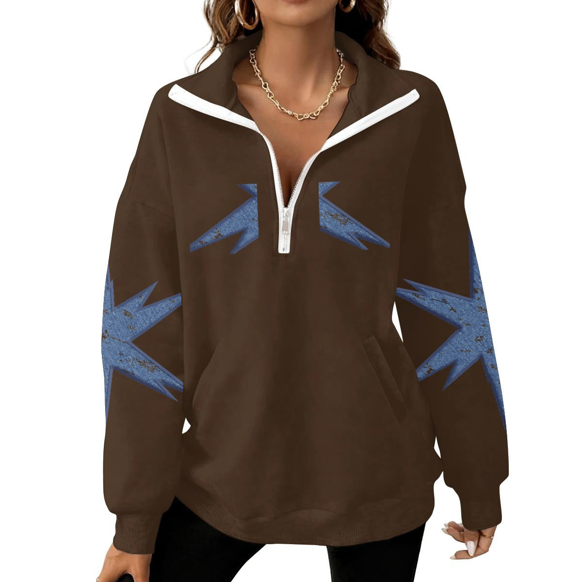 Women's Half-Zip Sweatshirt With Fleece|DTF