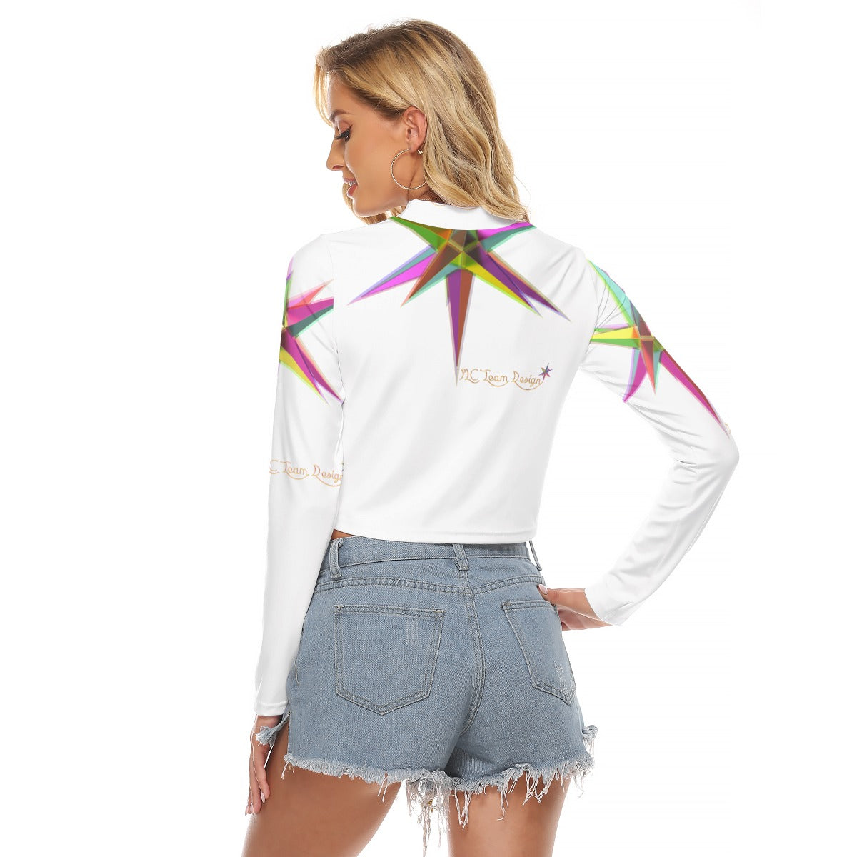 All-Over Print Women's Hollow Chest Keyhole Tight Crop Top
