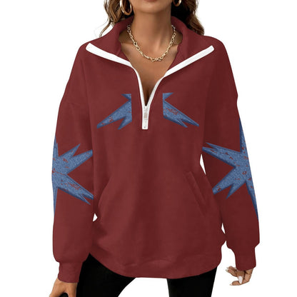 Women's Half-Zip Sweatshirt With Fleece|DTF