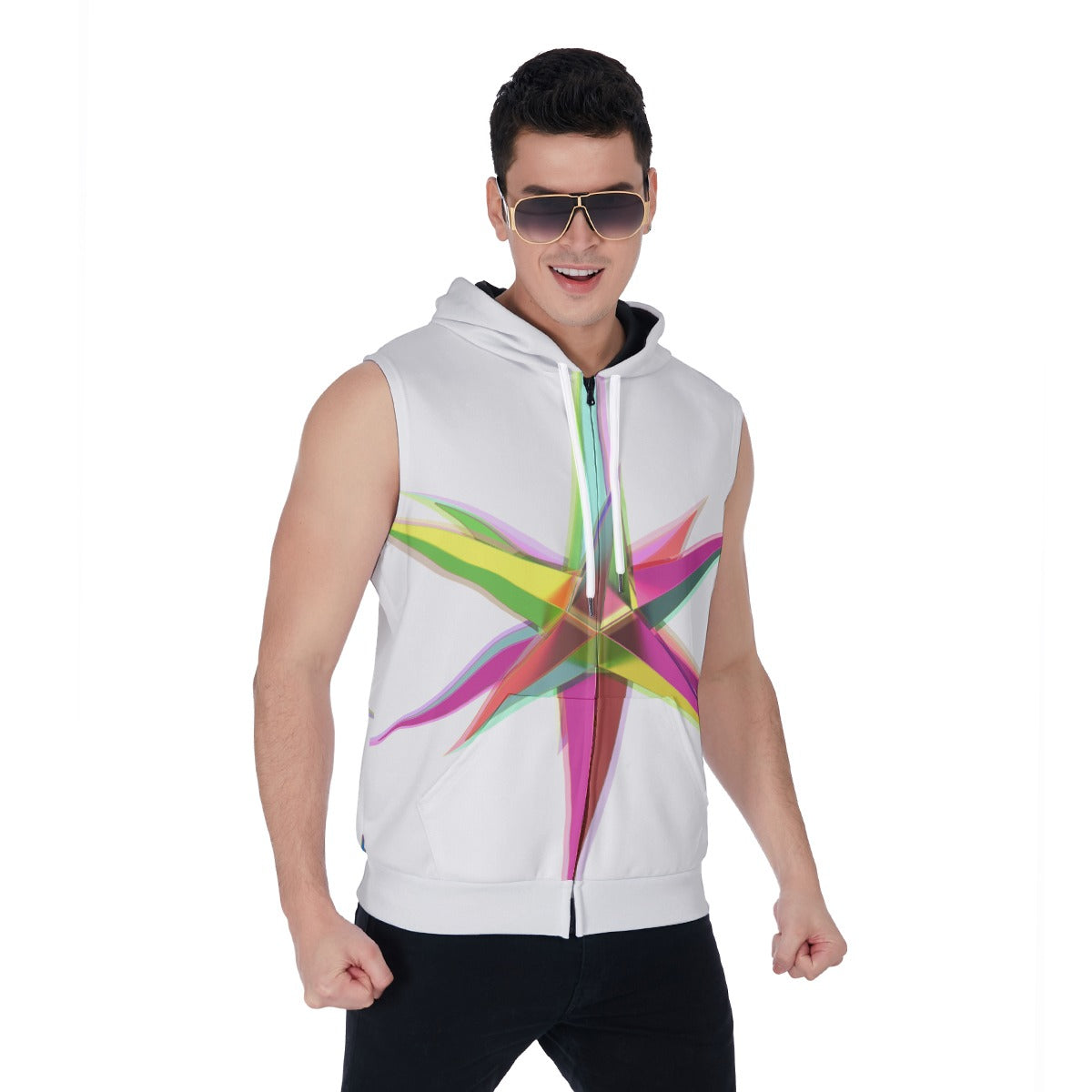 All-Over Print Men's Zipper-Up Sleeveless Hoodie