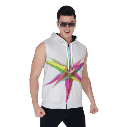 All-Over Print Men's Zipper-Up Sleeveless Hoodie