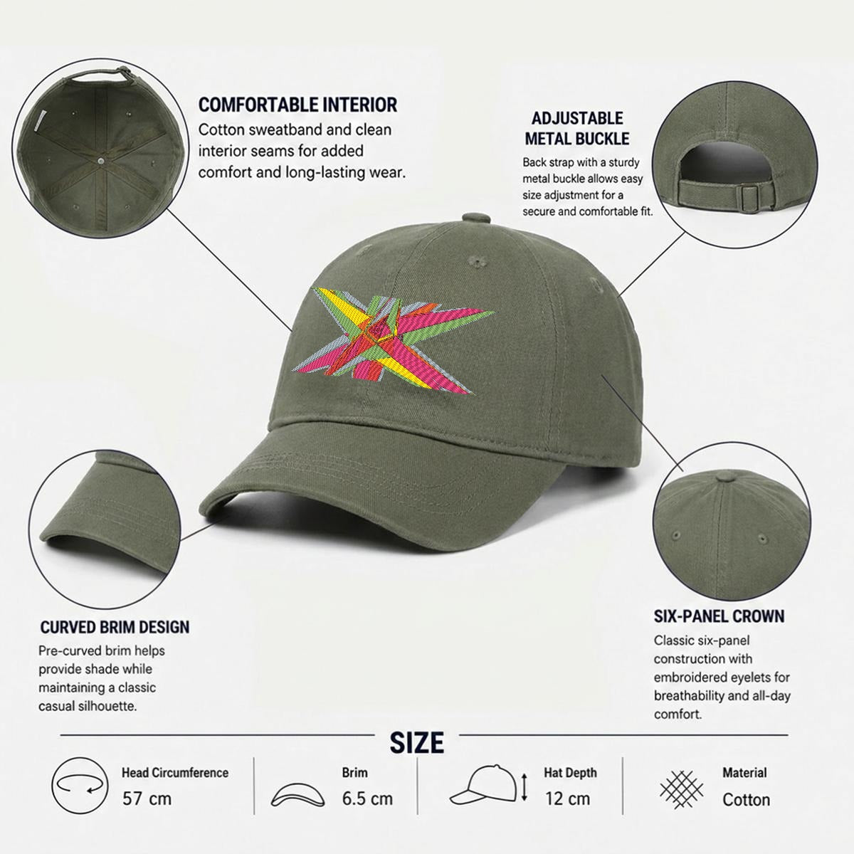 Embroidery Soft-Crown Flat Cap