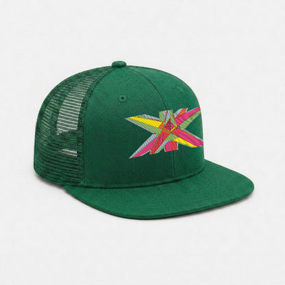 Embroidery Flat-Brim Mesh Cap