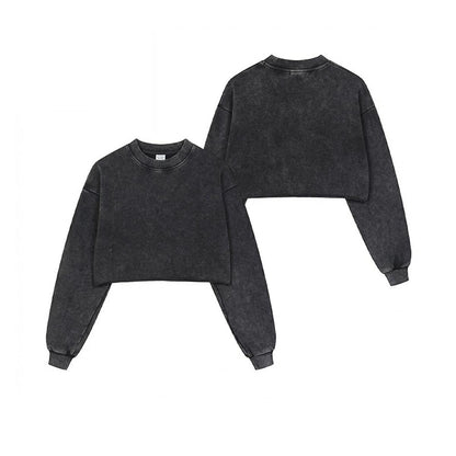 Women’s Cropped Distressed Sweatshirt|380GSM Cotton DTG