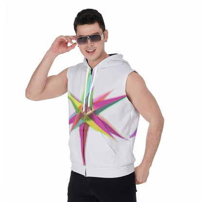 All-Over Print Men's Zipper-Up Sleeveless Hoodie