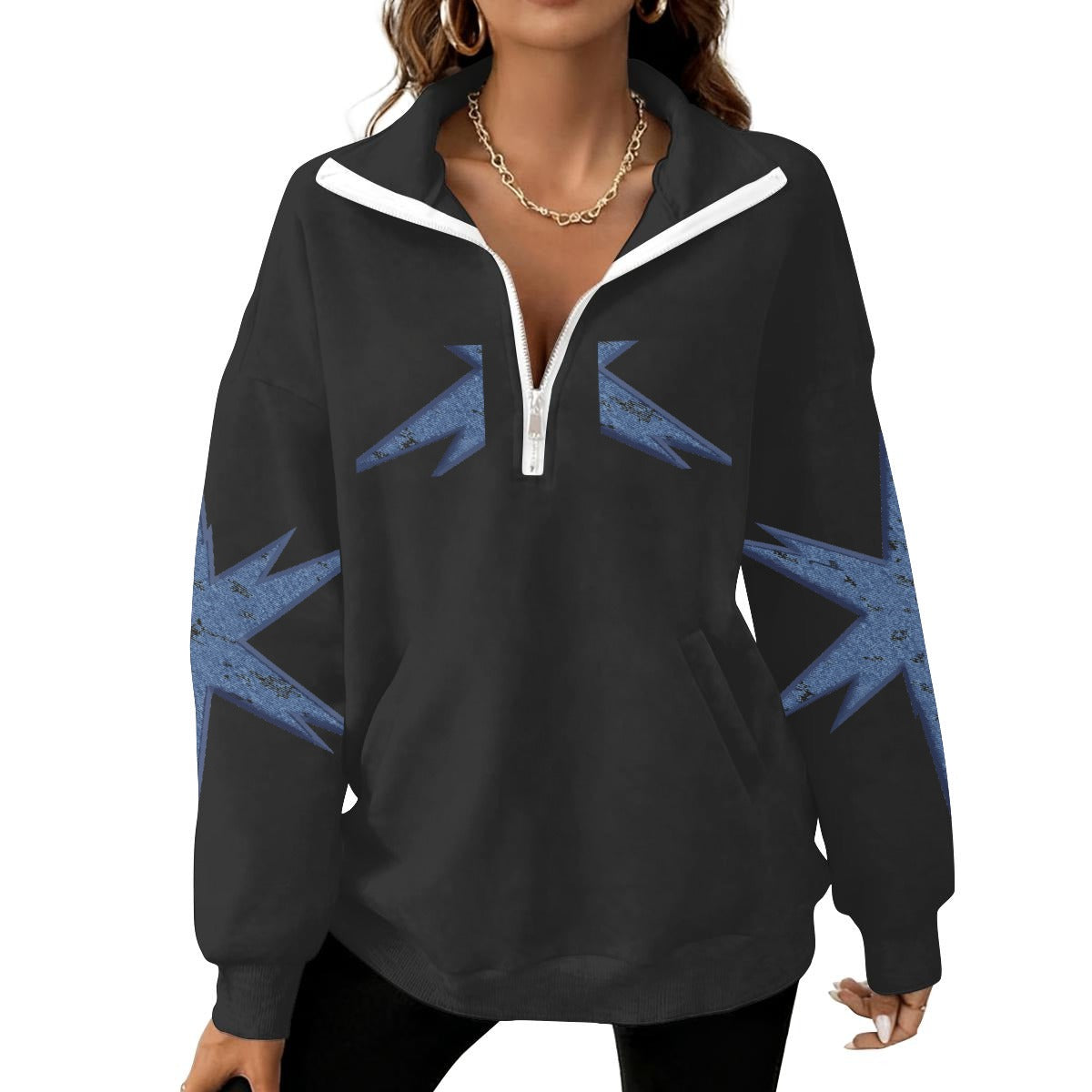 Women's Half-Zip Sweatshirt With Fleece|DTF
