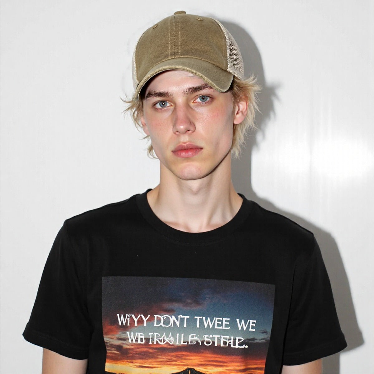 Vintage Washed Denim Mesh Cap Printed in USA