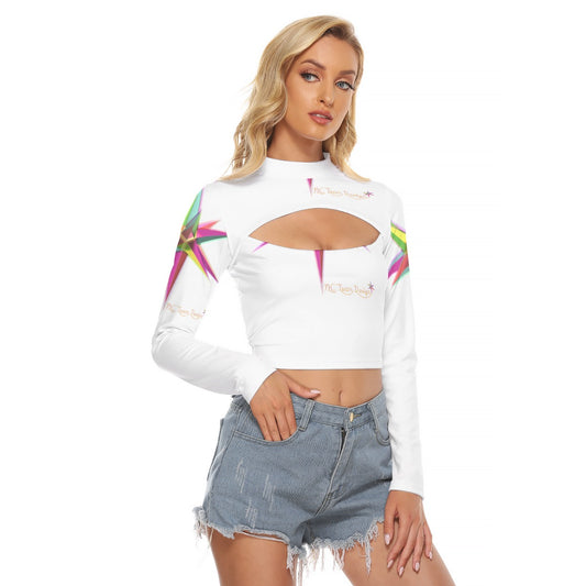 All-Over Print Women's Hollow Chest Keyhole Tight Crop Top