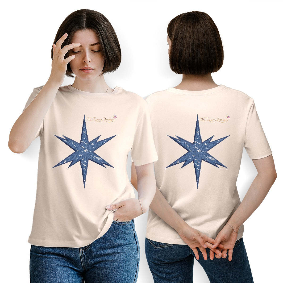 Women's Essential Crew Neck T-Shirt Printed in USA|180GSM Front & Back DTF