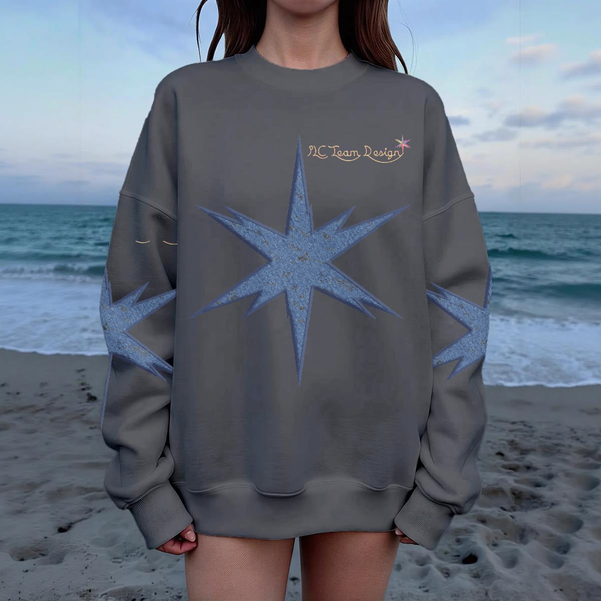 Women's Drop Shoulder Crew Neck Sweatshirt|DTF