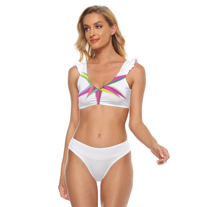 All-Over Print Women's Bikini Swimsuit With Ruffle Cuff Bra