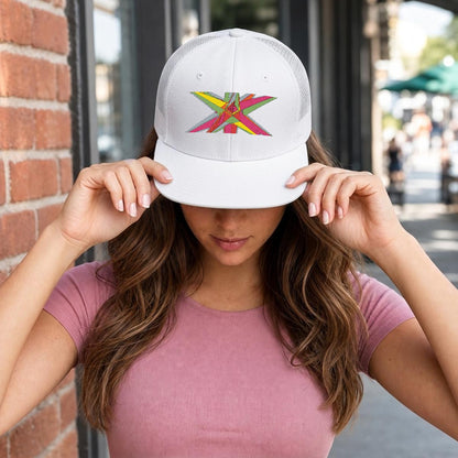 Embroidery Flat-Brim Mesh Cap