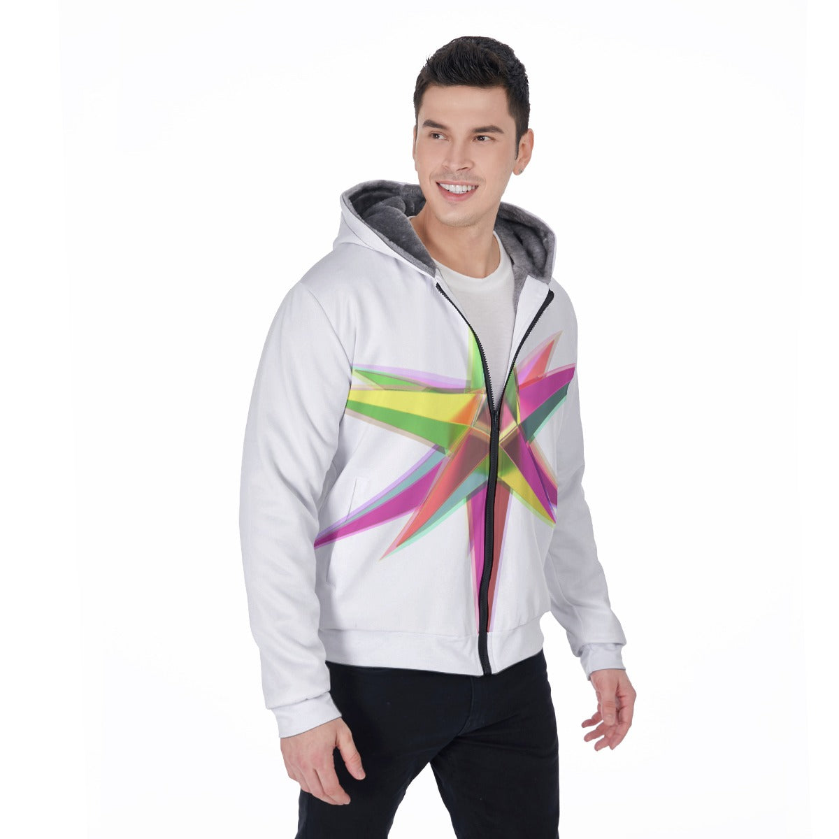 All-Over Print Men's Sherpa Fleece Zip Up Hoodie