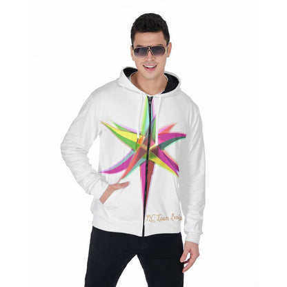 All-Over Print Zip Up Hoodie With Pocket