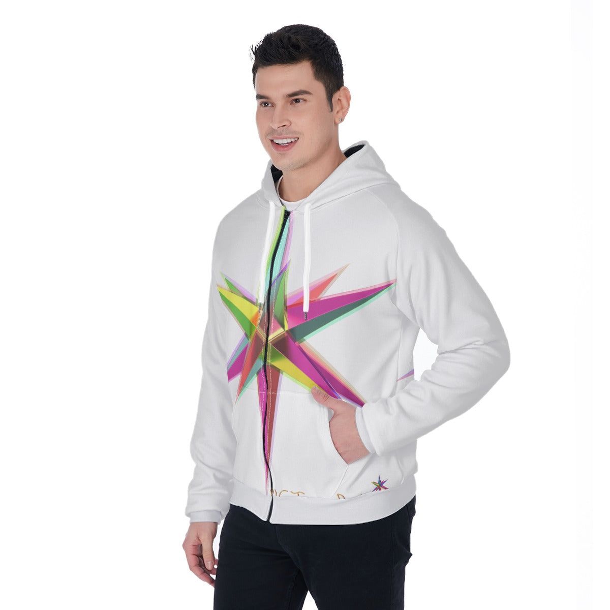 All-Over Print Men's Raglan Zip Up Hoodie