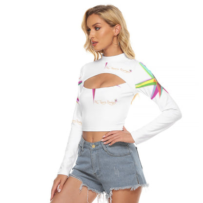 All-Over Print Women's Hollow Chest Keyhole Tight Crop Top