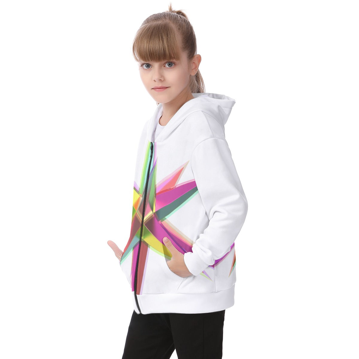 All-Over Print Kid's Heavy Fleece Zip Up Hoodie