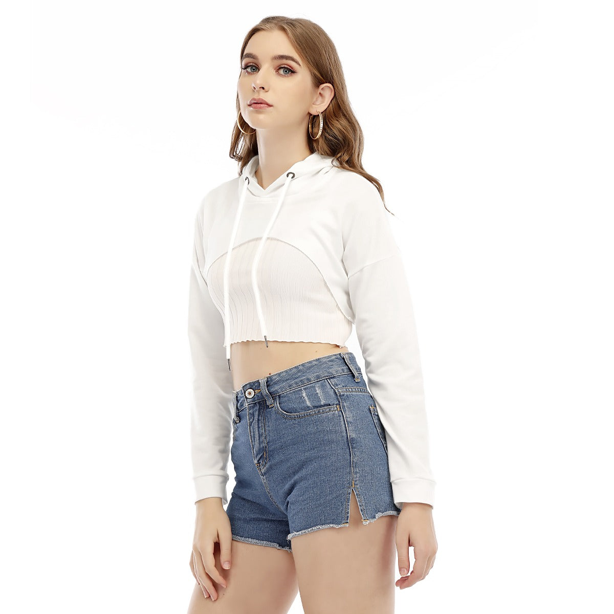 All-Over Print Women's Smock Short Hoodie With Long Sleeve